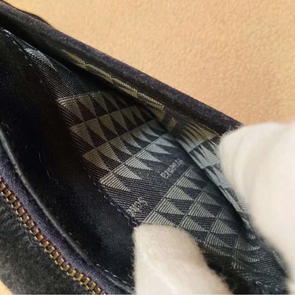 Proenza Schouler navy blue suede shoulder bag,double buckle strap/snap closure - Picture 8 of 14